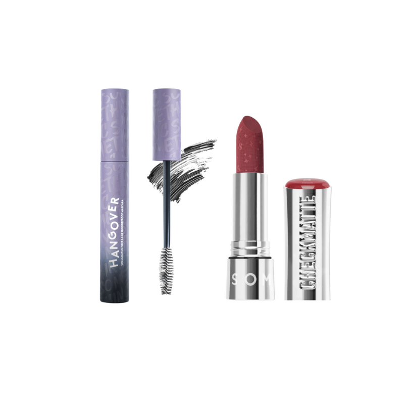 SOMETHINC BUNDLE [2 PCS] Hangover Mascara + Checkmatte Transferproof Lipstick